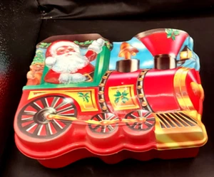 Vintage Ullman Plastic Christmas Santa Train Cookie Container 8x9” - Picture 1 of 1