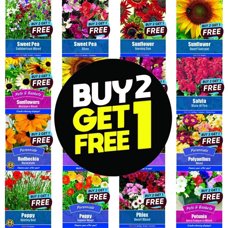 Flower Seeds UK Grow Your Own Outdoor Plants Borders | Over 80 varieties - Image 1 of 1
