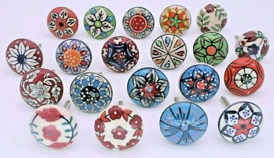 10 Pc Door Knobs Ceramic Glass Cupboard Cabinet Drawer Pull Handles Vintage - Image 1 of 4