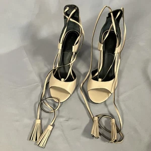 Kendall + Kylie Shoes Womens Size 6M Beige Nude Lace Up Stiletto Sandals Mira - Picture 1 of 16