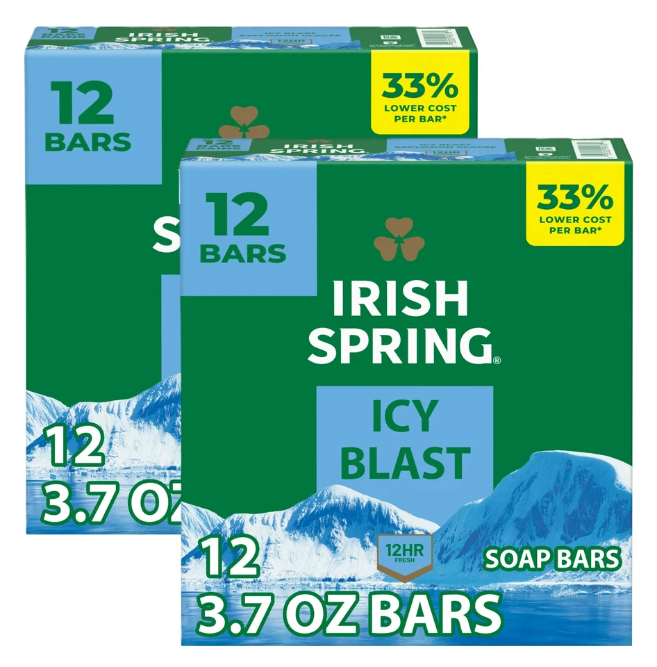 Irish Spring Icy Blast Deodorant Bar Soap for Men, With Flaxseed Oil, 3.7 oz Bar - Image 1 of 1