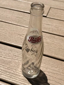 Pepsi Cola Soda bottle 8 Oz Vintage LG 61 Glass Dual Logos Pop Swirl Twist - Picture 1 of 8