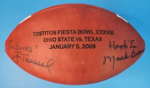 Fiesta Bowl 2009 Signed Football Jim Tressel Ohio State Mack Brown Texas Auto - Picture 1 of 6