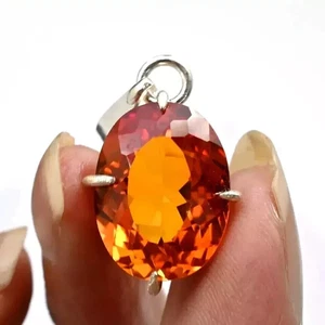 Pietra preziosa sciolta argento tedesco taglio ovale zaffiro arancione 30+ ct - Foto 1 di 4