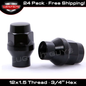 24 ET Style Bulge Acorn Lug Nuts 12x1.5 Black 3/4" Hex - Picture 1 of 2