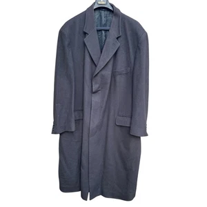 Brooks Brothers Men's Overcoat 100% Cashmere Black Trench Quiet Luxury Long 56R - Afbeelding 1 van 14