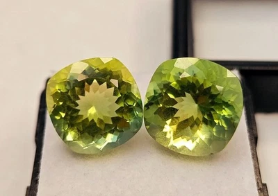 AA+++Pair Tourmaline Bi-Color Cushion 12-14 Ct Making For Jewelry Loose Gemstone - Image 1 of 4
