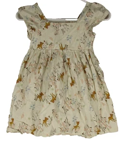 Disney Bambi Floral All Over Print Sundress Square Neck Sleeveless Size S Cream - Picture 1 of 7