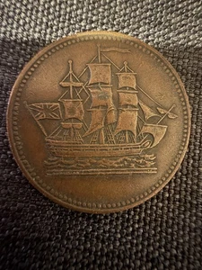 Ficha de medio centavo de comerciante de Canadá/envíos, colonias y comercio - Imagen 1 de 2