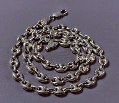 SUPERBE  COLLIER ARGENT MAILLE GRAIN DE CAFÉ COLLIER ARGENT MASSIF CAFE - Photo 1/4