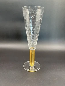 SIGNED UNION STREET GLASS TORTUGA GOLD GLASS STEMWARE 7 1/2” - Picture 1 of 5