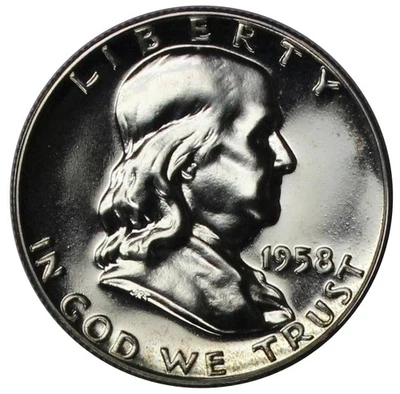 1958 Franklin half dollar Gem 90% Silver Proof - Image 1 of 4