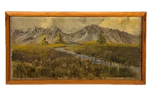 Vintage California Mountain River Wilderness Landscape On Tile Signed Framed - Picture 1 of 9