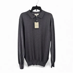 Suéter Polo Bugatchi 100% Lana Super Merino Manga Larga Hombres Talla 2XL Antracita - Imagen 1 de 10
