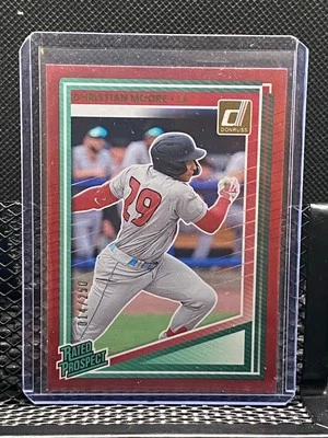 Christian Moore 2025 Donruss Rated Prospect Red #14/250 - Angels - Image 1 of 2