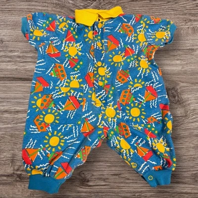 Vintage 90's Beach Romper Jumpsuit Toddler 0-6 Colorful Puffy Legs - Image 1 of 4
