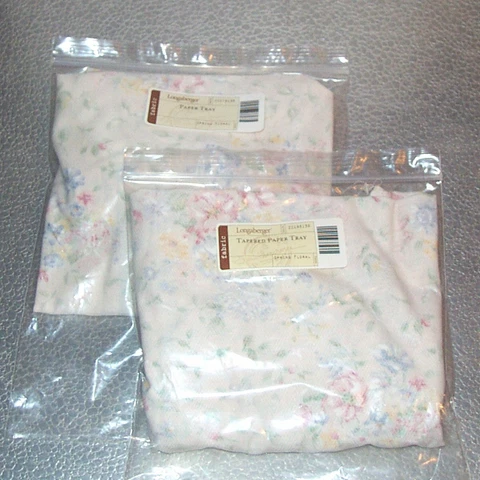 Longaberger Spring Floral PAPER TRAY SET 2-Liners ~USA~ Both Paper AND Tapered! Cover