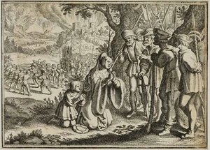 M. MERIAN (1621-1687), Gräfin Helfenstein bittet um Gnade, Kupferstich Barock - Bild 1 von 4