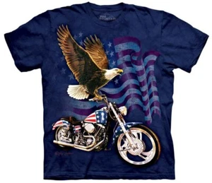 Camisa Harley Davidson The Mountain Born to Ride Eagle Motocicleta Bandera Azul S-M - Imagen 1 de 4