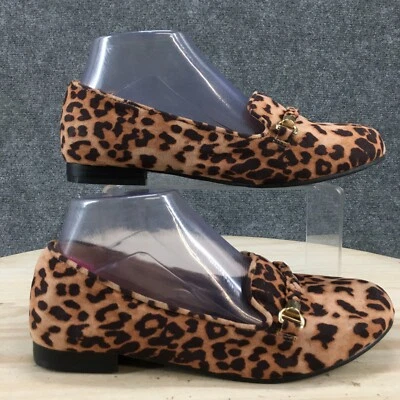 Mocasín sin cordones trenzado estampado animal tórrido para mujer 7W 12413520 tela marrón Foto 1 de 4