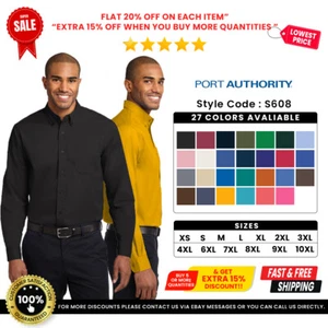 Port Authority S608 Men's Long Sleeve Easy Care Button Down Dress Comfort Shirt - Picture 1 of 74