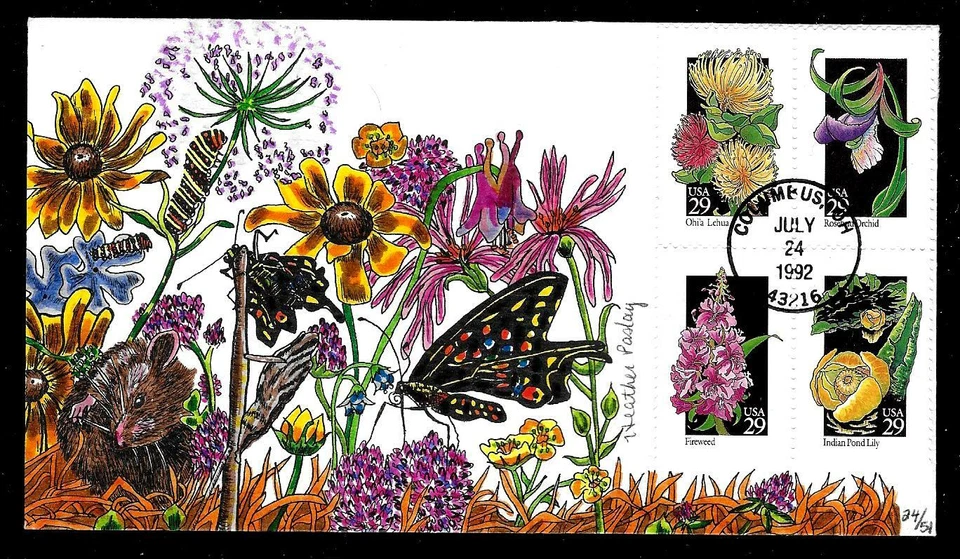 2670 29c Stamps (1992) THE OLD ROSEBUD ORCHID FDC HD/HP BY HEATHER PASLAY ! - Image 1 of 1