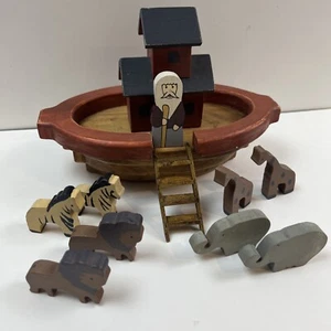 11 Stück Vintage Arche Noah aus Holz primitive Volkskunst Landhausstil - Bild 1 von 12