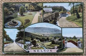 Early Nelson Pendle Multiview / Landmarks, Lancs, Valentines Colour PC 1918 - Picture 1 of 2