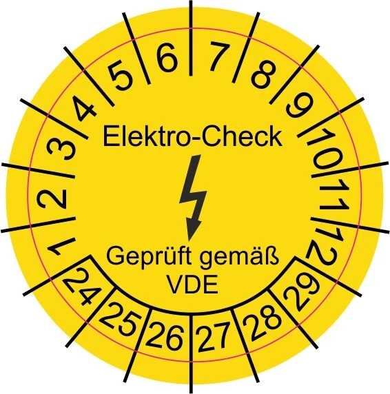 Aufkleber Prüfplaketten Elektro - Check Geprüft gemäß VDE GELB MATT Folie  - Bild 1 von 1