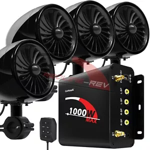 1000W Amp Motorcycle Waterproof Bluetooth Stereo 4-Speakers Audio MP3 System ATV - Picture 1 of 9