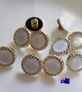 10pcs 18mm Gold Colour Rhinestones Pearl Like white Shank Buttons - Picture 1 of 1