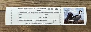 WTDstamps - 1991 ILLINOIS - State Duck Stamp - Mint OG NH **GOVERNOR Ed.** - Picture 1 of 2