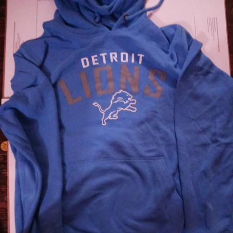 Detroit Lions Men's Drawstring Pullover Medium Blue Sweater Embroiderd Cover