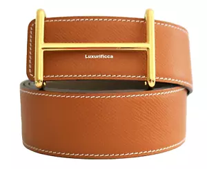 SALE AUTHENTIC 42MM/95CM Hermes Reversible Belt GOLD Buckle - Picture 1 of 14