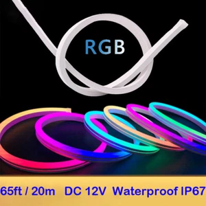 12V 65ft RGB LED Neon Rope Light Strip Flex Waterproof for Boat Car KTV Bar Sign - Picture 1 of 11