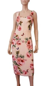 DOLCE & GABBANA sz 40 Sleeveless Floral Print Crepe Bustier Midi Dress 4 - Picture 1 of 5