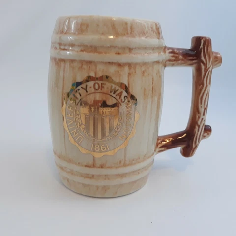 University of Washington Barrel-Shaped Vintage Drinking Mug Ceramic Made in USA Cover