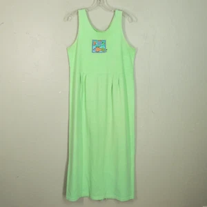 Vtg Fresh Produce S Green Midi Multicolor Printed Fish Pullover Scoop Neck - Picture 1 of 13