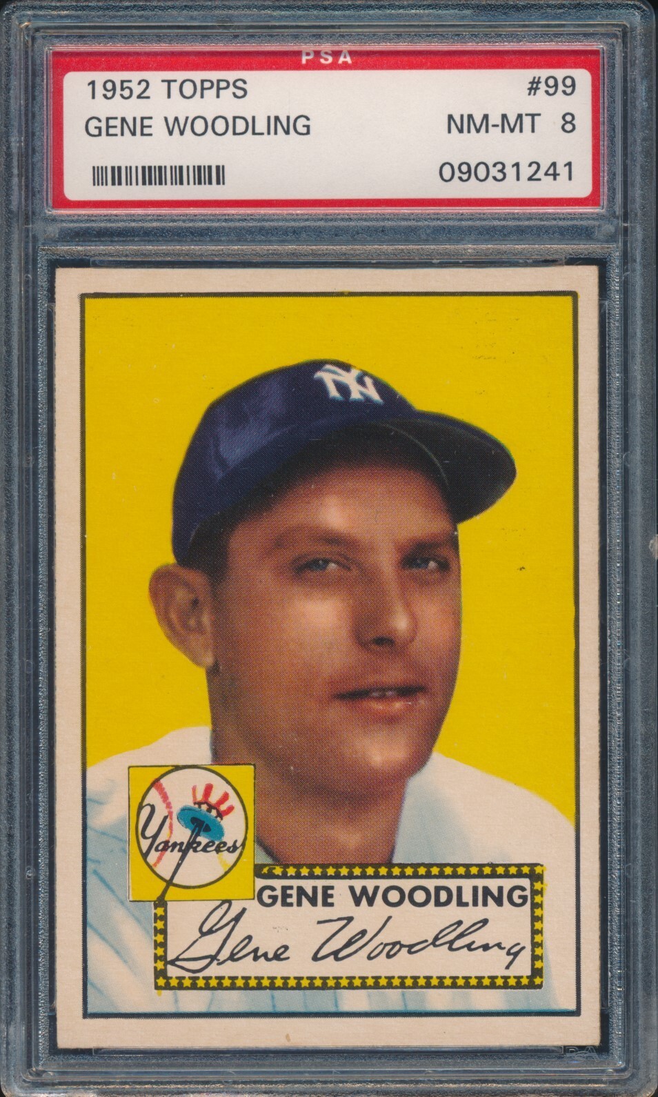 1952 Topps Baseball Gene Woodling #99 PSA 8 YANKEES NM-MT POP 43 SET BREAK