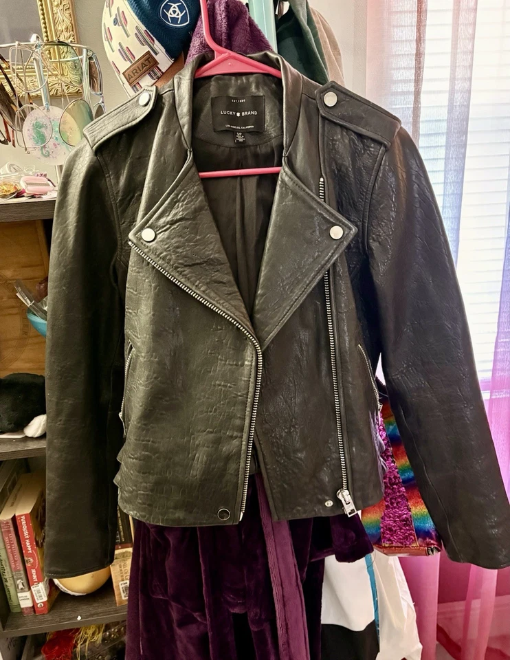 Lucky Brand Black Leather Jacket Small - Image 1 of 4