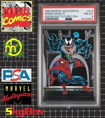 1992 Marvel Masterpieces Battle Spectra - Spider-Man vs. Venom #4D - PSA 8 NM-MT - Image 1 of 4