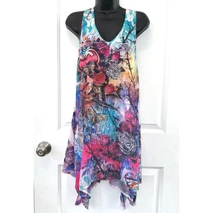 S-Twelve Vibrant Multi Color rhinestone embellished dress Medium Boho - Picture 1 of 6