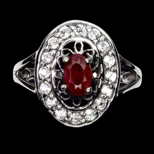 925 Sterling Silver Ring Oval Ruby 6x4mm Topaz Natural Gemstone Jewelry Size 7 - Picture 1 of 14