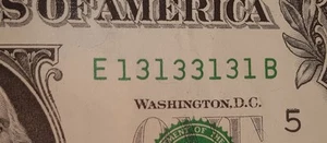 Binary Radar Fancy Serial Number 2017A 1$ One Dollar Bill Palindrome E13133131B - Picture 1 of 5