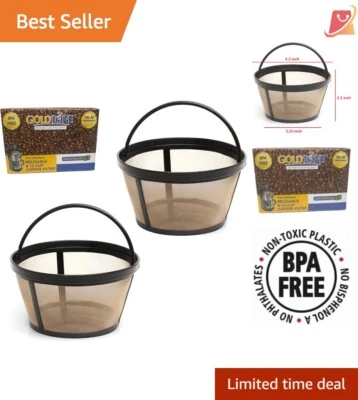 Filtro de café reutilizable de acero inoxidable 8-12 tazas ecológico lavable paquete de 2 Foto 1 de 4