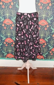 Vintage 90's Y2K Cherry Print Rayon Grunge Whimsigoth Slip Skirt 10 - Picture 1 of 5
