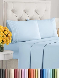 Queen Size 4 Piece Sheet Set - Comfy Breathable & Cooling Sheets - Hotel Luxury  - Picture 1 of 8