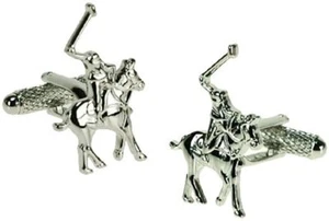 Polo sport Design Cufflinks in Gift Box Player on horse - Onyx-Art London CK512 - Picture 1 of 3