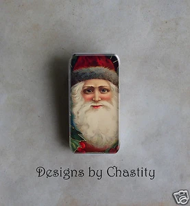Victorian Santa Claus Brooch Postcard Altered Art Image Christmas Holiday Pin - Picture 1 of 1