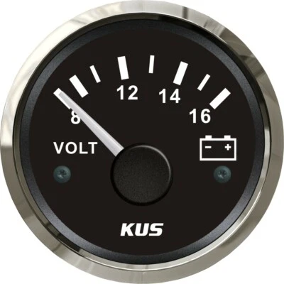 KUS Wasserdicht Voltmeter Boot Marine Spannung Gauge Instrument 8-16V 52mm IP67